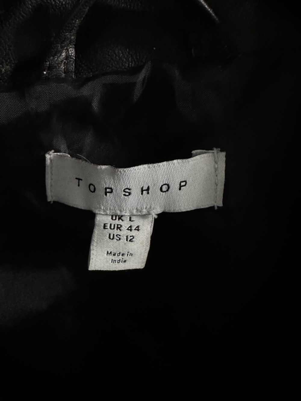 Topshop Real Leather Distressed Black Jacket Oversized Zip Utility Moto Size 12 - Picture 10 of 12